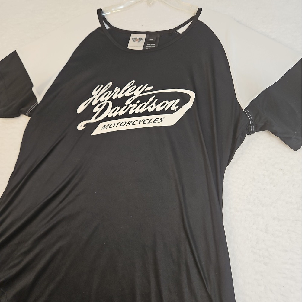 Harley Davidson Motorcycles Women's 2XL Black White Shirt Super Soft Stretch - Picture 1 of 9